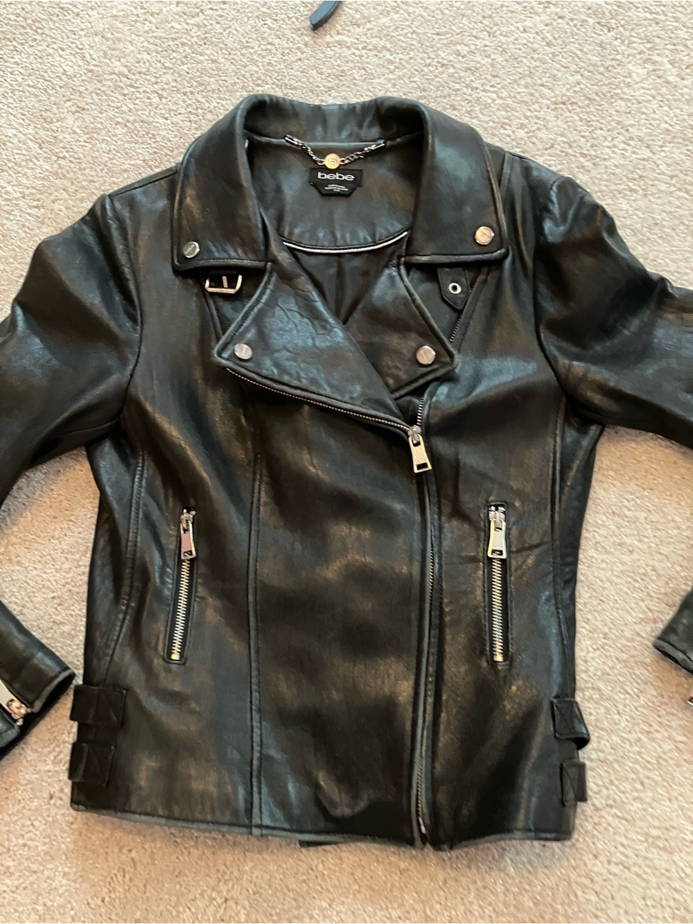 BEBE leather lambskin motorcycle jacket